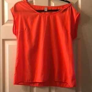 Neon Orange/Coral Short Sleeve Blouse